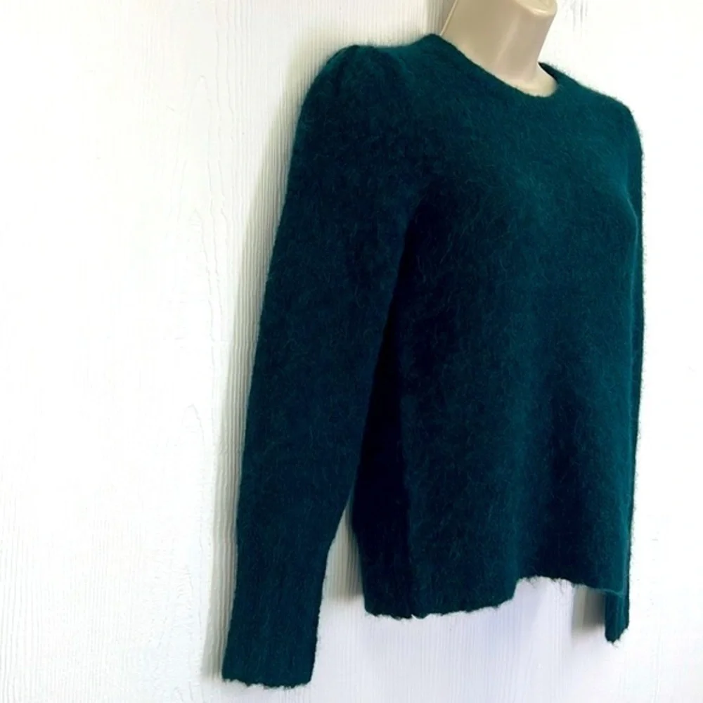 J. Crew - Emerald Alpaca Crewneck Puff Shoulders Long Sleeve Sweater Size XXS